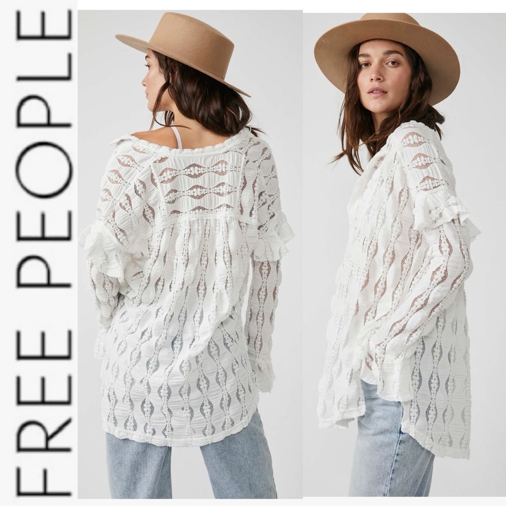 NWOT Free People Candy Shop Lace Bohemian Tunic Top small